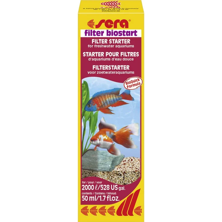 Sera Aquariumfilter biostart, 50 ml zur schnellen biologischen Filterstart mit aktivem Mikrobiom und Schadstoffabbaulösung