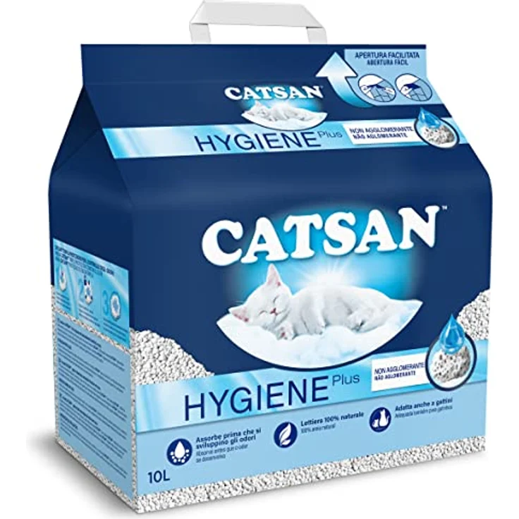 Catsan Hygiene Katzenstreu, 4 x 10 l, nicht klumpend mit Aktivkohle und hervorragender Geruchsvorbeugung – Bild 1