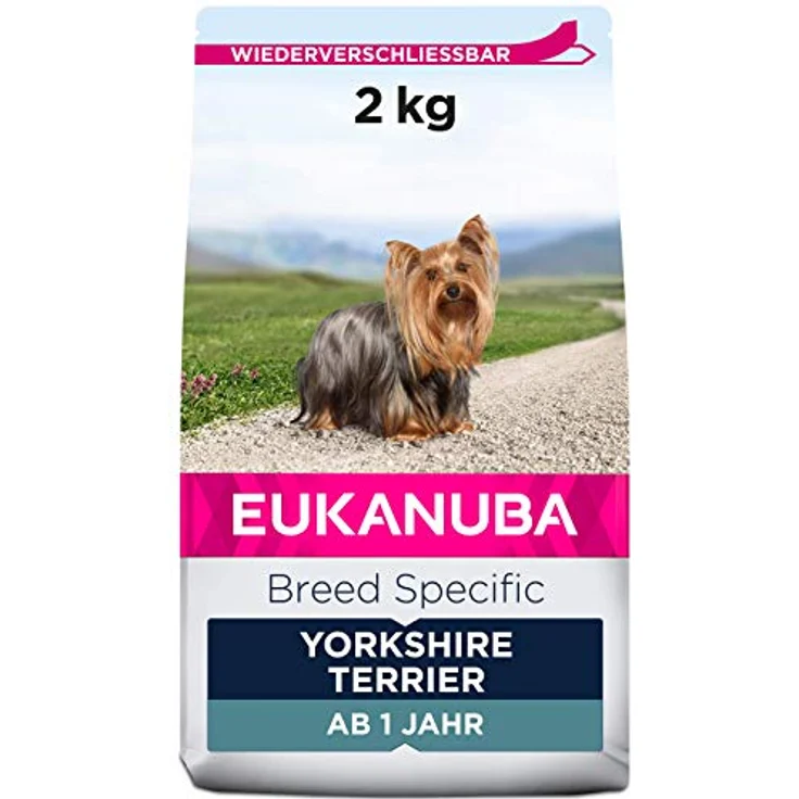 Eukanuba Breed Specific Yorkshire Terrier Trockenfutter, Premium Hundefutter mit Huhn für Yorkshire Terrier, 2 kg, unterstützt gesunde Haut und glänzendes Fell – Bild 1