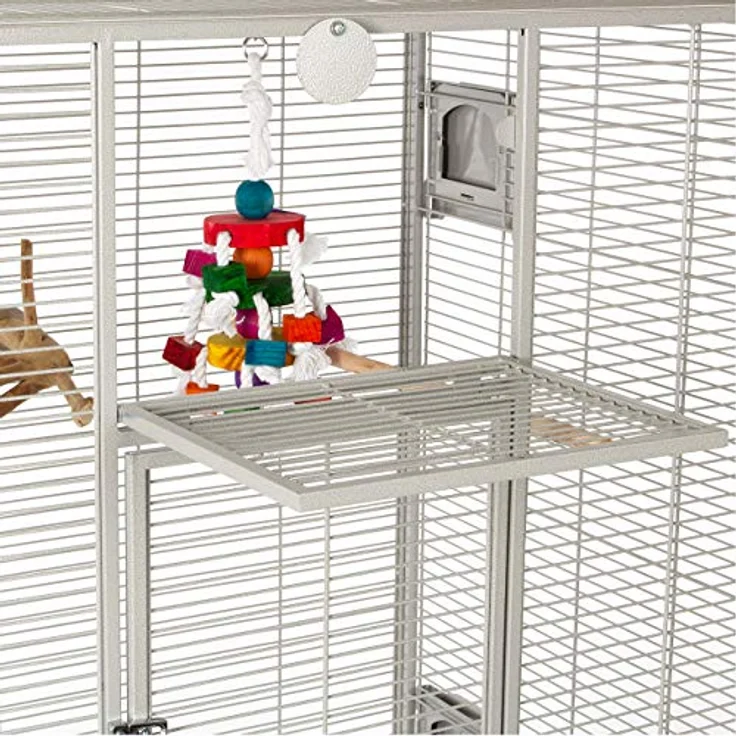 Montana Cages Madeira Single, Premium Vogelkäfig für Finken und Sittiche, erweiterbar, inklusive 4 Edelstahlnäpfe und 4 Lenkrollen, AVILON Pulverbeschichtung, Platinum Edition, ca. 86 x 56 x 158cm – Bild 4