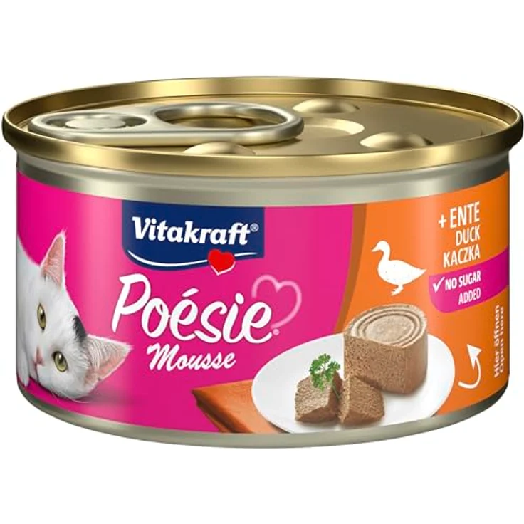 Vitakraft Poésie Mousse, Nassfutter Katze mit Ente, luftige Mousse, ohne Zucker und Getreide, 12x 85g – Bild 3