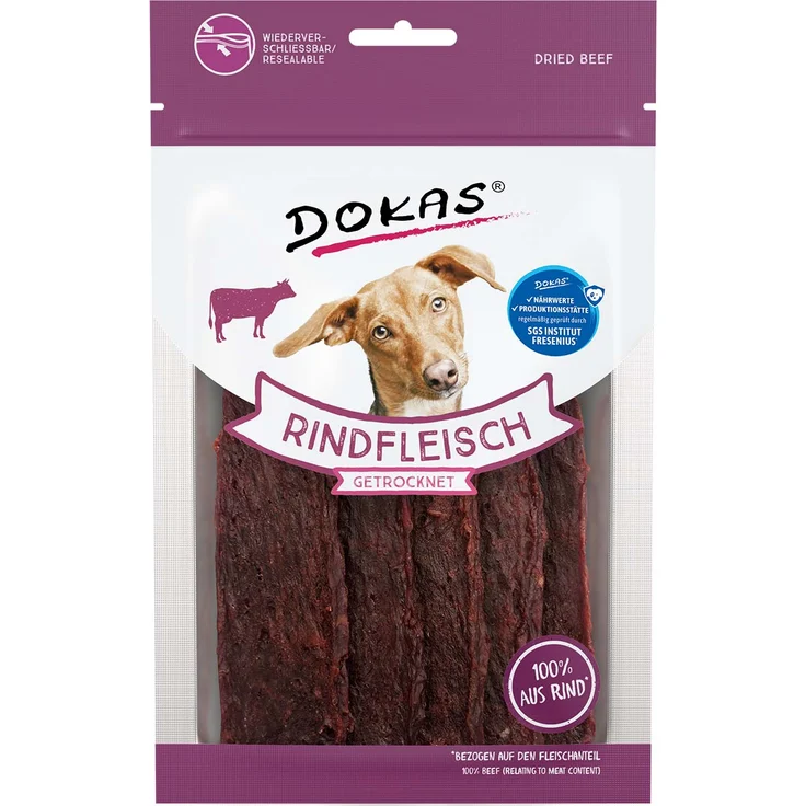 Dokas Rindfleisch getrocknet, hochwertiger Hundesnack mit hohem Fleischanteil, 70g – Bild 1