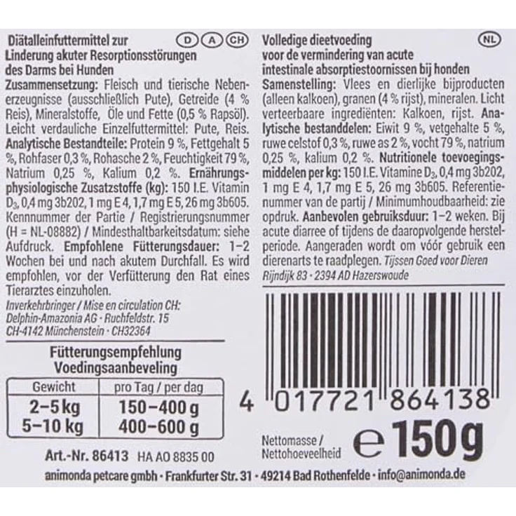 animonda Integra Protect Intestinal, Hunde-Nassfutter mit magerem Geflügel, 11x150g, ohne Farbstoffe – Bild 6