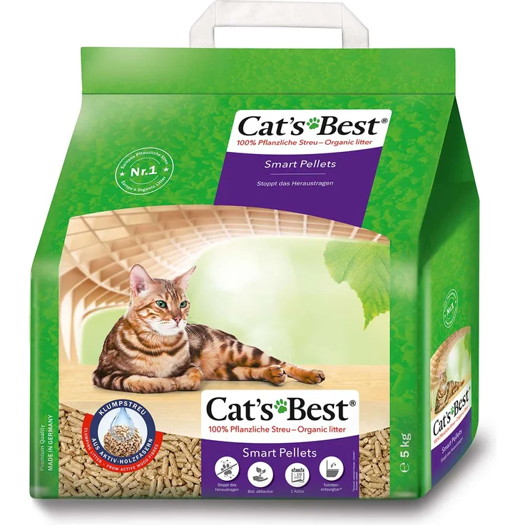 Cats Best Cat's Best Smart Pellets, 10l (5kg) Öko-Katzenstreu mit Anti-Haft-Effekt, biologisch und kompostierfähig, ideal für Langhaarkatzen
