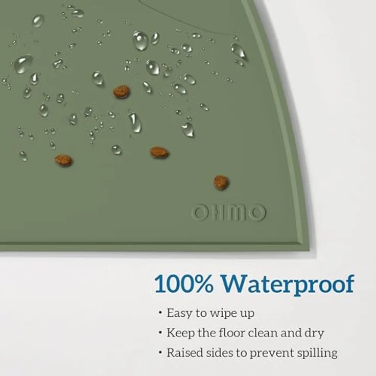 OHMO Napfunterlage für Kleine Hunde und Katzen, rutschfeste Silikonmatte, wasserdicht, Camouflage Grün, 52x30cm – Bild 4