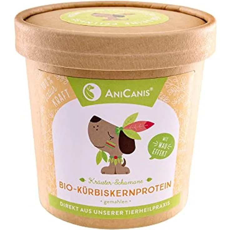 AniCanis Bio Kürbiskernprotein für Hunde & Katzen, Futterzusatz zur Unterstützung von Blase, Prostata & Harnwegen, 150g