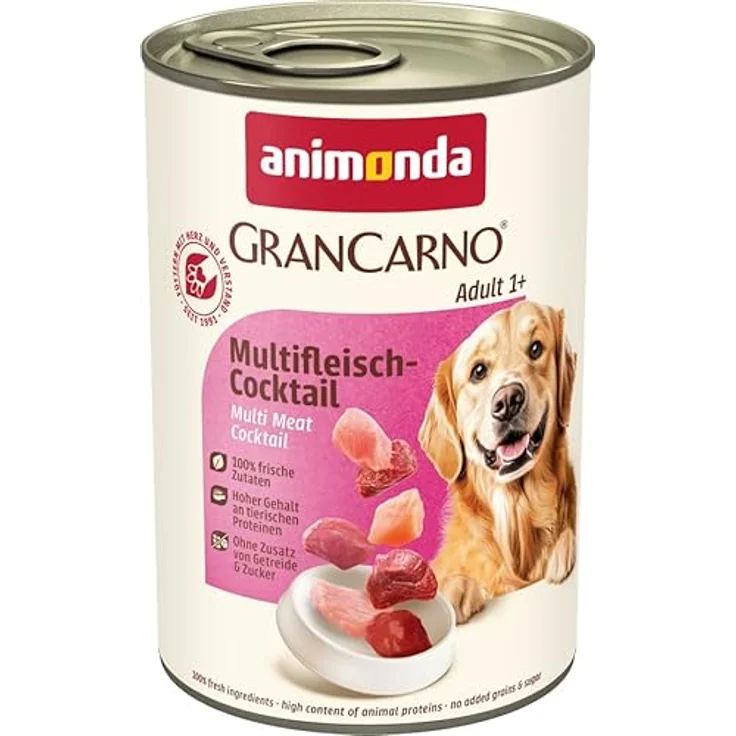 animonda GranCarno Adult Multifleisch-Cocktail, Hunde Nassfutter ohne Getreide, 100% frische, fleischliche Zutaten, 6 x 400 g – Bild 3