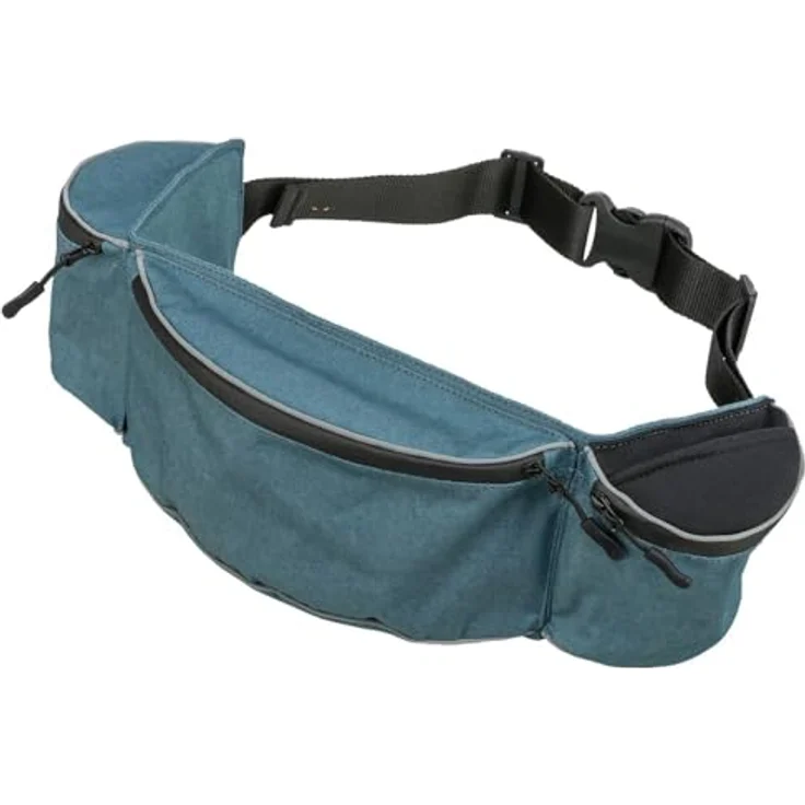 TRIXIE Leckerlibeutel Baggy Belt, Hüfttasche mit mehreren Fächern und wasserdichtem Reißverschluss, blau – Bild 2
