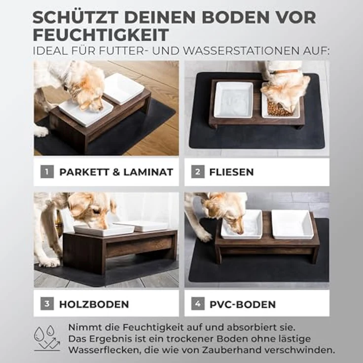 Miggo® Napfunterlage XXL 70x100 cm, saugfähig und rutschfest aus Kunstleder, schwarz – Bild 4