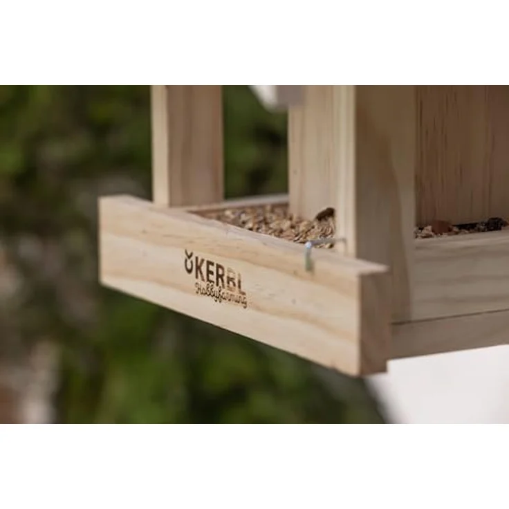 Kerbl Hobbyfarming 87047 Vogelfutterhaus Leitenberg, stabiles Holz, 40x32x24,5 cm, mit Dachschutz gegen Nässe – Bild 5