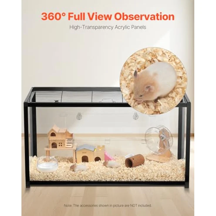 VEVOR Hamsterkäfig 360°-Sicht, transparenter Kleintierkäfig mit belüftetem Design, 96x47x55 cm, inkl. Vordertür, für Hamster, Ratten und Meerschweinchen – Bild 5