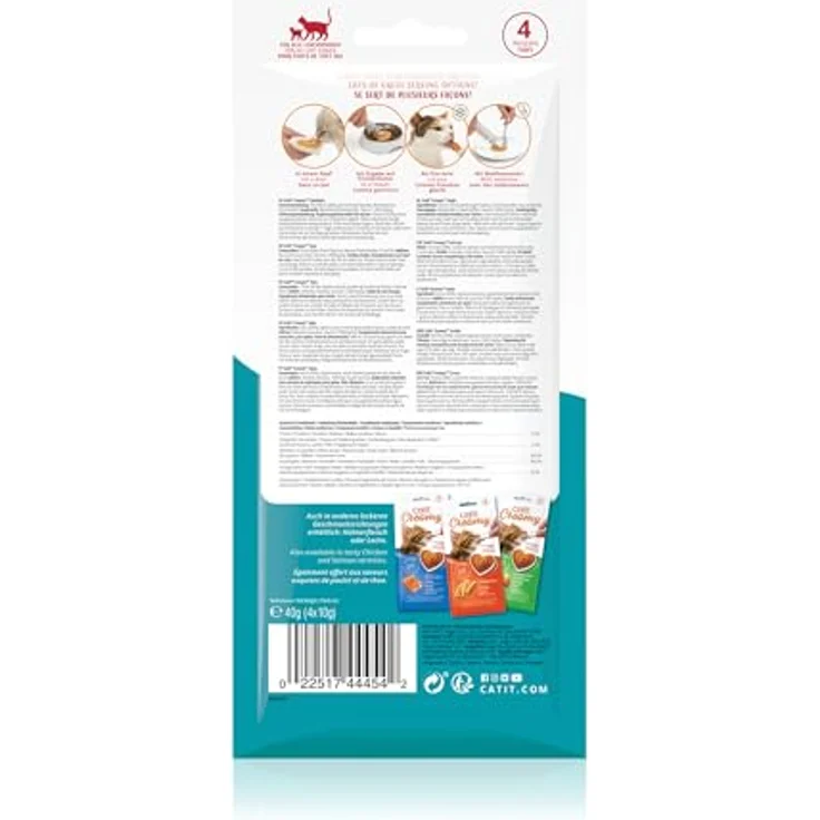Catit Creamy Leckerei für Katzen, 4er-Pack Thunfisch, natürliche Schleckpaste mit hohem Fleischanteil, getreidefrei und mit Taurin – Bild 2