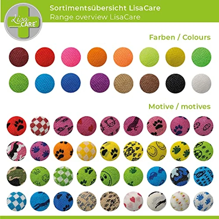 LisaCare Pfotenverband 5cm x 4,5m, 4er-Set elastische, selbsthaftende Kohäsive Bandage in Gelb mit Pfotenmotiv – Bild 5