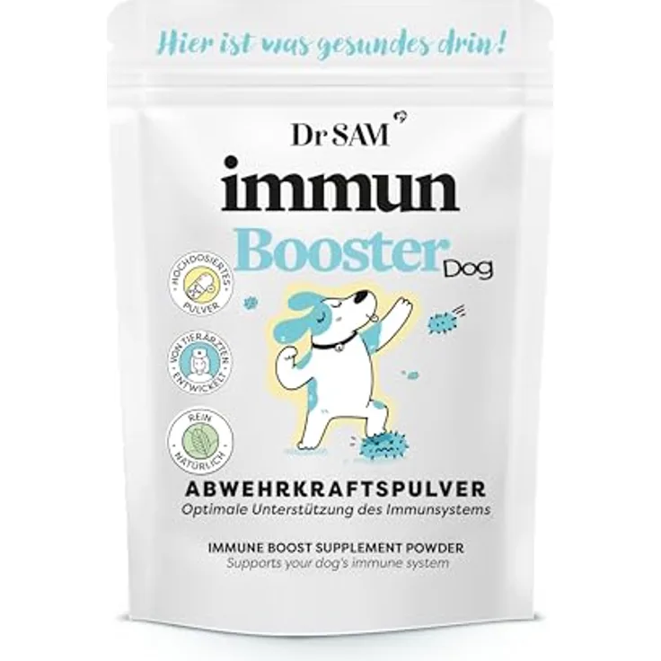 Dr. SAM Premium Immunsystem Pulver für Hunde, pflanzlicher Immunbooster zur Stärkung der Abwehrkräfte, hochdosiert, 45g