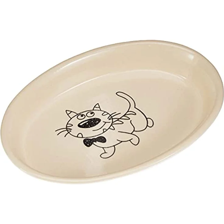 Nobby Katzen Keramik Schale oval creme beige 17 x 11 x 2,5 cm 120 ml – Bild 2