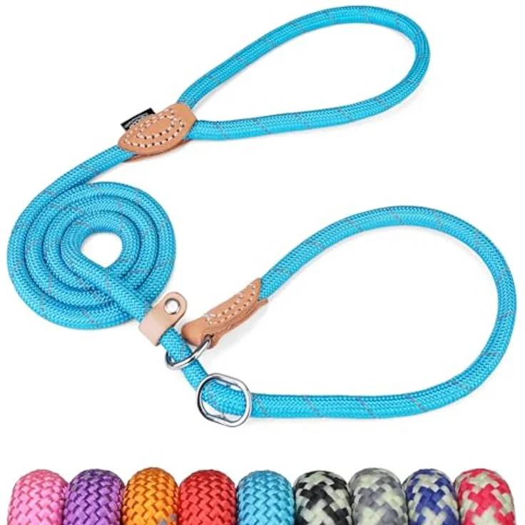 Grand Line Retrieverleine mit Zugstopp, 150 cm reflektierende Moxonleine für kleine, mittlere und große Hunde, 10mm, Blau – Bild 1