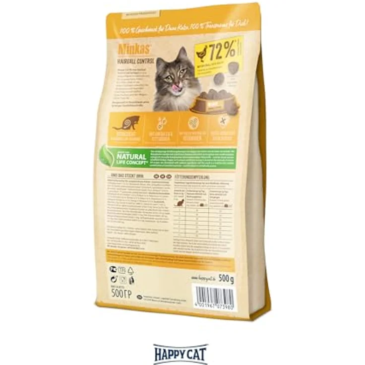 Happy Cat 70417 Minkas Hairball Control, Trockenfutter für ausgewachsene Katzen mit Geflügel und hohem Rohfaseranteil, 4 kg – Bild 2