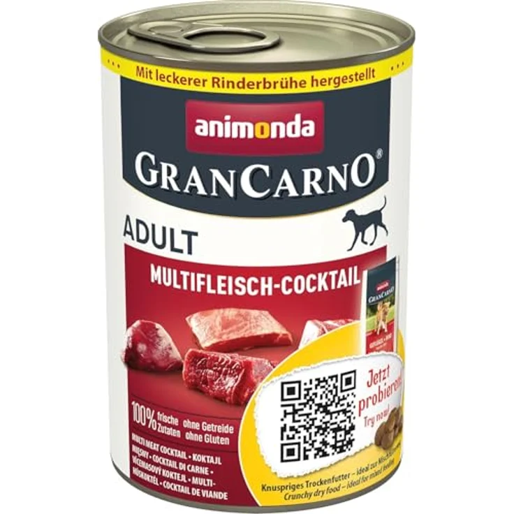 animonda GranCarno Adult Multifleisch-Cocktail, Hunde Nassfutter ohne Getreide, 100% frische, fleischliche Zutaten, 6 x 400 g – Bild 1