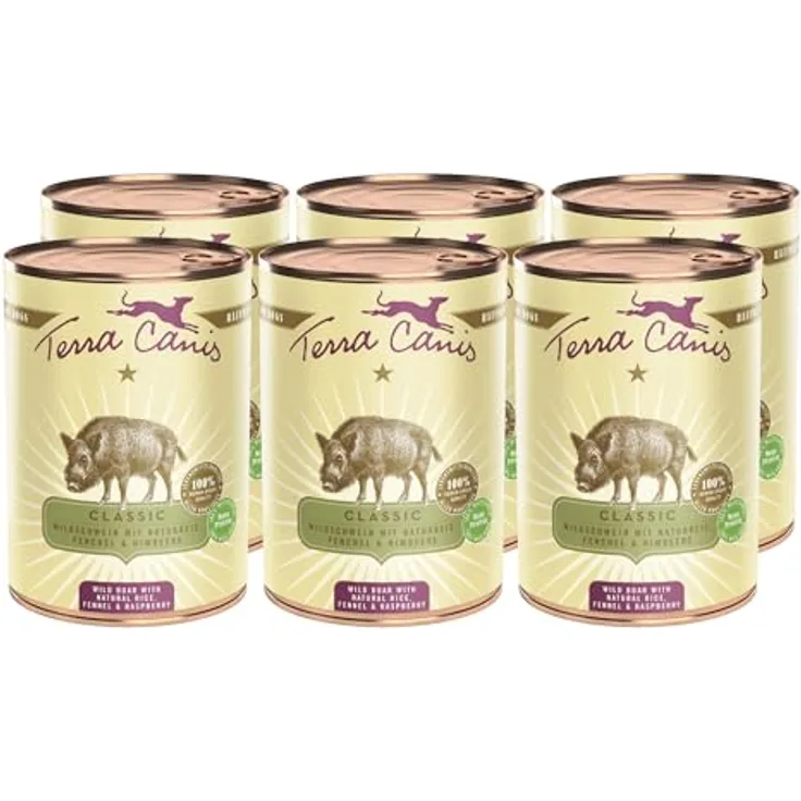 Terra Canis Wildschwein, Naturreis & Fenchel - Classic Nassfutter, 6x400g, 100% Lebensmittelqualität, allergen- & getreidearm, glutenfrei