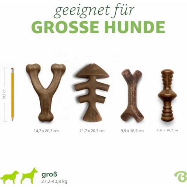 Benebone L 4er-Pack Kauspielzeuge für aggressive Kauer bis 90 lbs, mit Speck, Ahorn, Zaggler und Lachs-Aromen – Bild 4