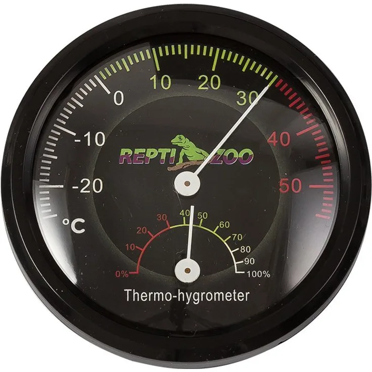 ReptiZoo Thermo-/Hygrometer RHT01, mechanisches Gerät für Terrarien mit integrierter Knopfzelle AG10