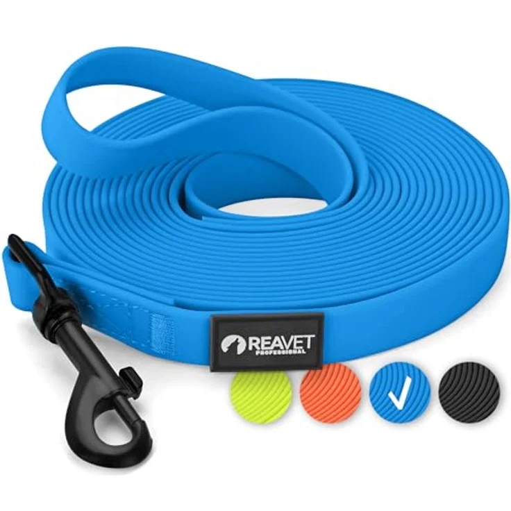 ReaVET Schleppleine für Hunde 5 Meter, Blau I Robuste & wasserfeste Trainingsleine mit Griff für große & kleine Hunde – Bild 1