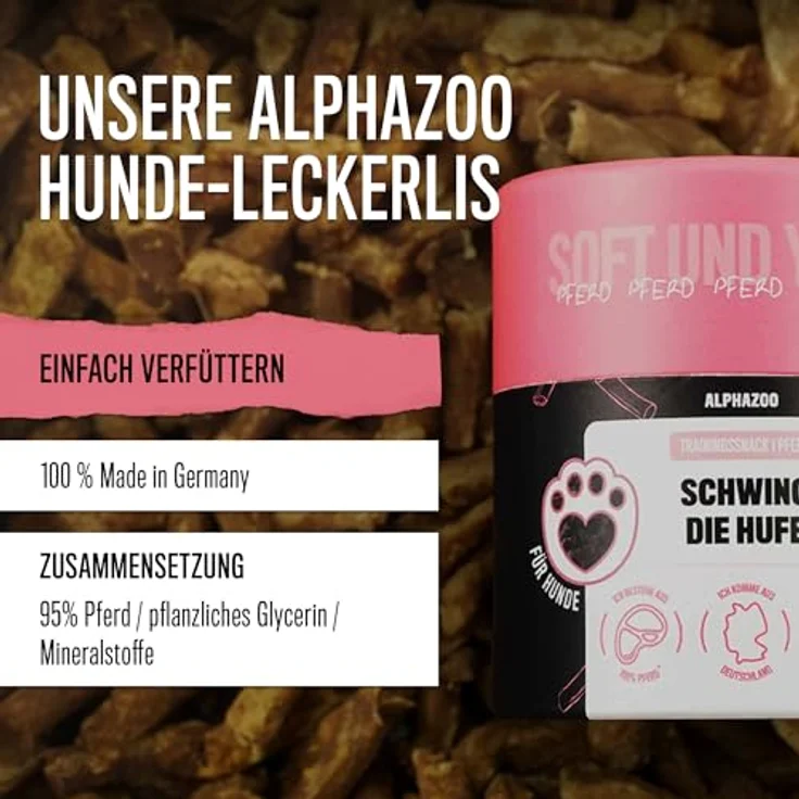 alphazoo Schwing Die Hufe 65g, Softe Hundeleckerlies aus Pferd, Getreidefrei & Zuckerfrei, Hypoallergene Rezeptur, Ideal für Training & Belohnung – Bild 3