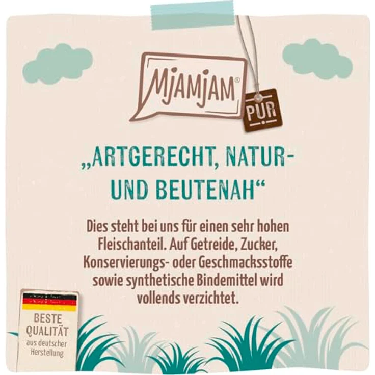MjAMjAM Pur 6 x 200 g, Katzen-Nassfutter mit hohem Fleischanteil, monoprotein, ohne Getreide und Zucker, hergestellt in Deutschland – Bild 2