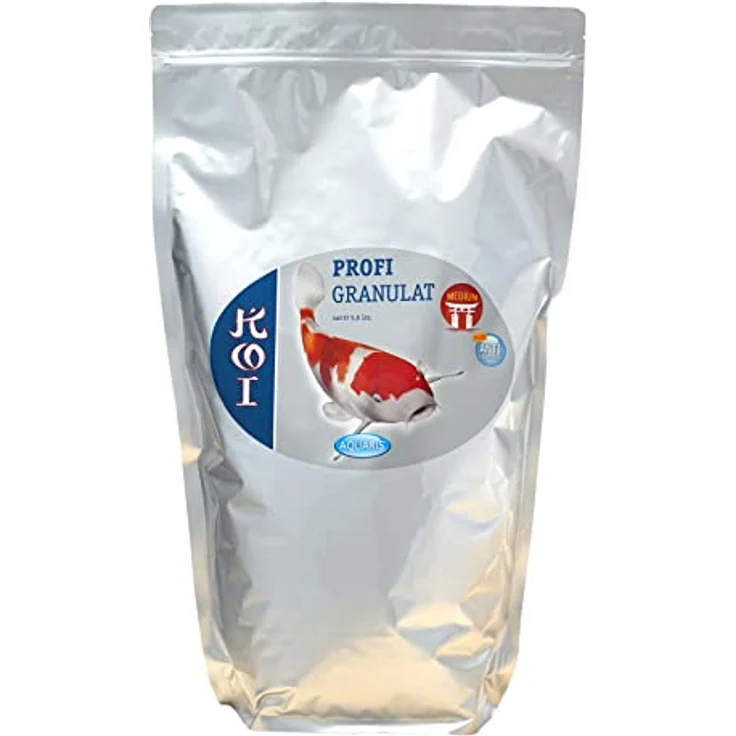 AQUARIS Koi Profigranulat Medium, Schwimmendes Koifutter für Kois ab 15 cm, 1960 g, fördert gesunde Verdauung und natürliche Pigmentierung dank Spirulina – Bild 1
