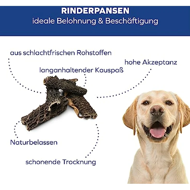 Tiernahrung Schwenner Rinderpansen für Hunde, getrocknete Kaustangen mit natürlicher Verdauungsunterstützung, 1000g, 12cm – Bild 4