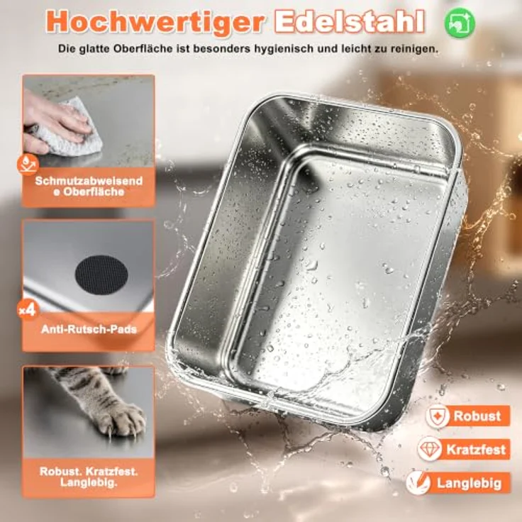 ZEDELMAIER Edelstahl Katzenklo kompakt, hygienisch & kratzfest für kleine Katzen, leicht zu reinigen – Bild 5
