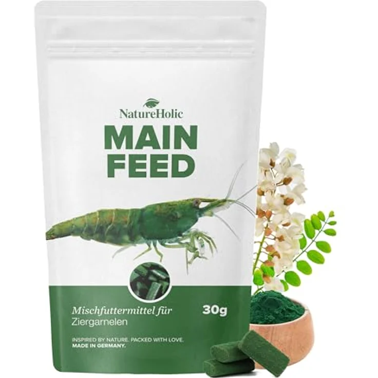 NatureHolic Garnelenfutter Mainfeed, 30 g Softpads für Aquarien, made in Germany, frei von Fischmehl, unterstützt Wachstum und Panzeraufbau – Bild 1