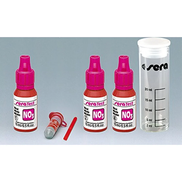 sera 04510 Nitrat Test (NO3) für Süß- & Meerwasser Aquarien und Teiche, zuverlässiger Wassertest für 60 Messungen, 15 ml (3er Pack) – Bild 2