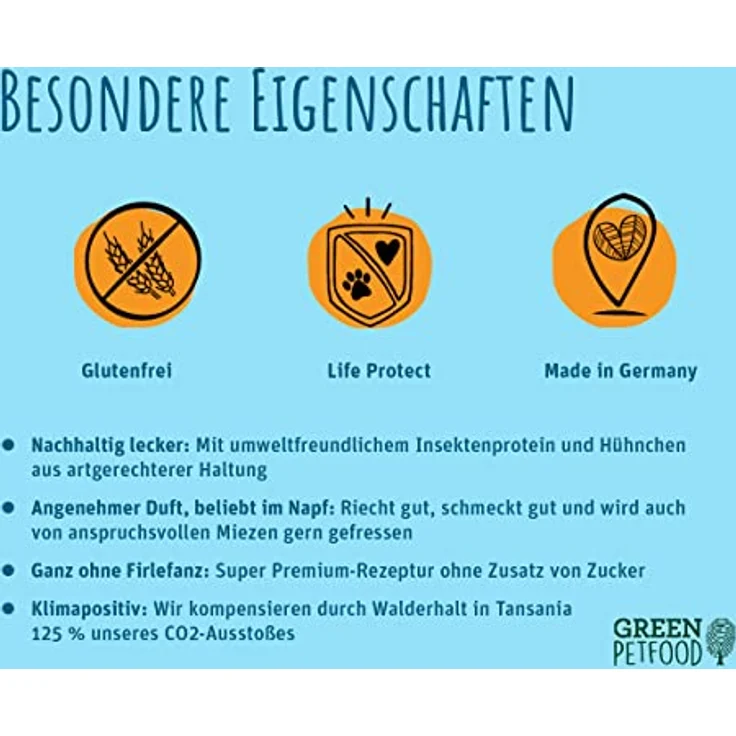 Green Petfood Faircat Safe, Premium Trockenfutter für ausgewachsene Katzen, 7,5 kg, Huhn & Insektenprotein, getreidefrei, mit Beeren & Früchten, Made in Germany – Bild 2