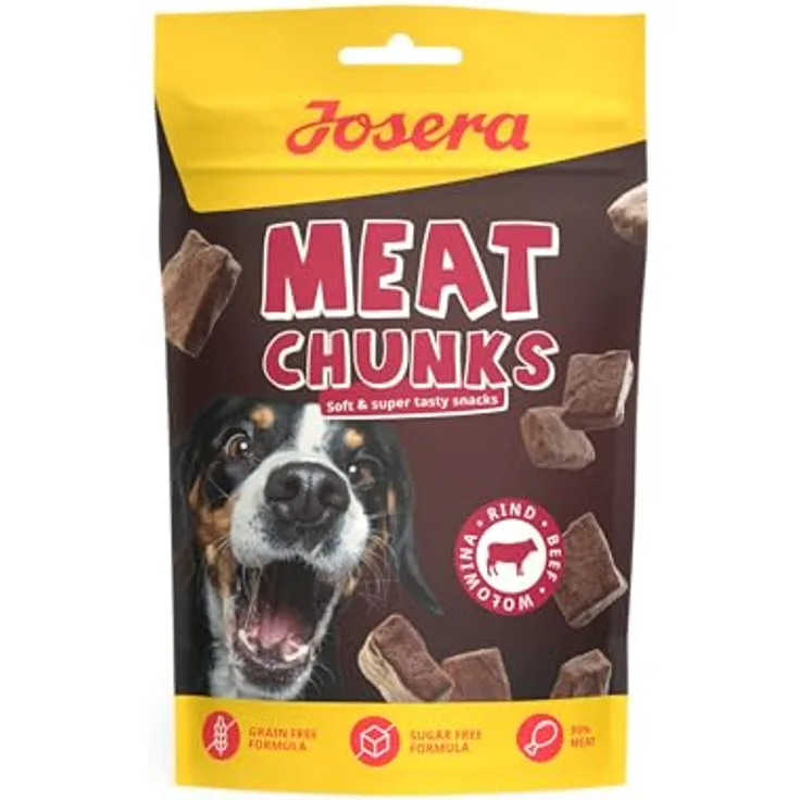 Josera Meat Chunks Beef, Premium Hundesnack mit 90% Rindfleischanteil, zuckerfrei & getreidefrei, 70 g