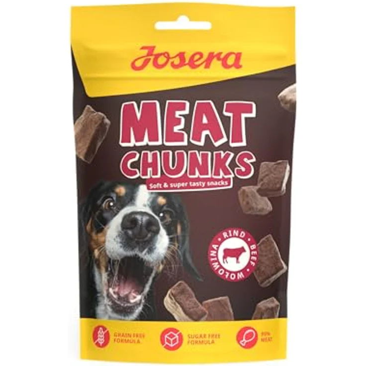 Josera Meat Chunks Beef, Premium Hundesnack mit 90% Rindfleischanteil, zuckerfrei & getreidefrei, 70 g