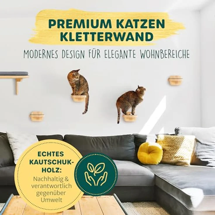 Happypet Kratzbaum, 3er-Set Katzentreppen, Designer Catwalk, Massivholz, Filzbezug – Bild 3