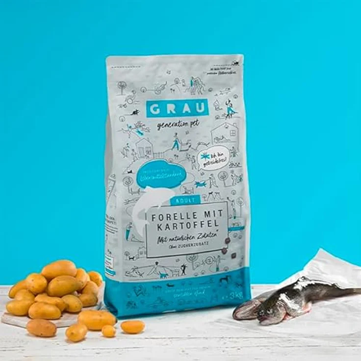 GRAU – Original Trockenfutter für Hunde – Forelle mit Kartoffeln (1x 12 kg), getreidefrei, für sensible, erwachsene Hunde – Bild 2
