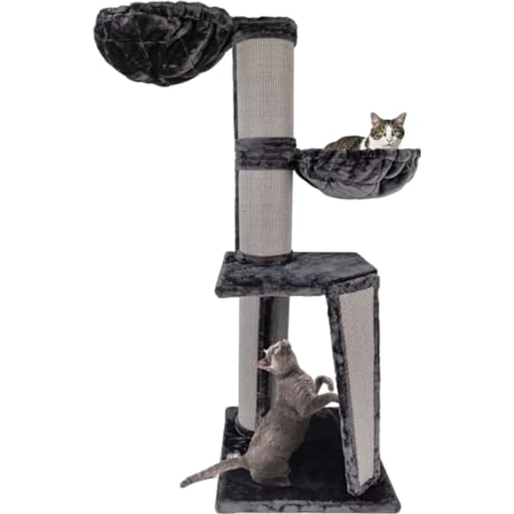 Canadian Cat Company Kratzbaum Regina XL, Kratzstamm für Katzen, anthrazit, 60 x 60 x 165 cm, mit 2 Liegemulden und 20 cm Kratzsäulen – Bild 2
