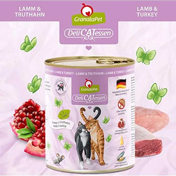 GranataPet DeliCatessen, Nassfutter für Katzen, 6 x 800g, ohne Getreide & Zuckerzusätze, hohe Fleischanteil, mit Granatapfelkernen und Grünlippmuschel – Bild 3