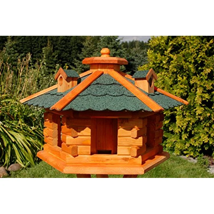Deko-Shop-Hannusch XXL Vogelhaus, Vogelhäuschen behandelt mit Bitumschindeln und DREI Gauben, Vogelfutterhaus, Futtersilo, Silo - Preisvergleich – Bild 1