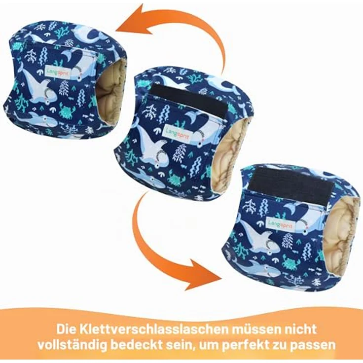 Langsprit Bauchbänder für Rüden (3er-Pack) – hoch absorbierende, waschbare Hundewickel in Faultier, Wal und Dinosaurier, geeignet für große Hunde – Bild 5