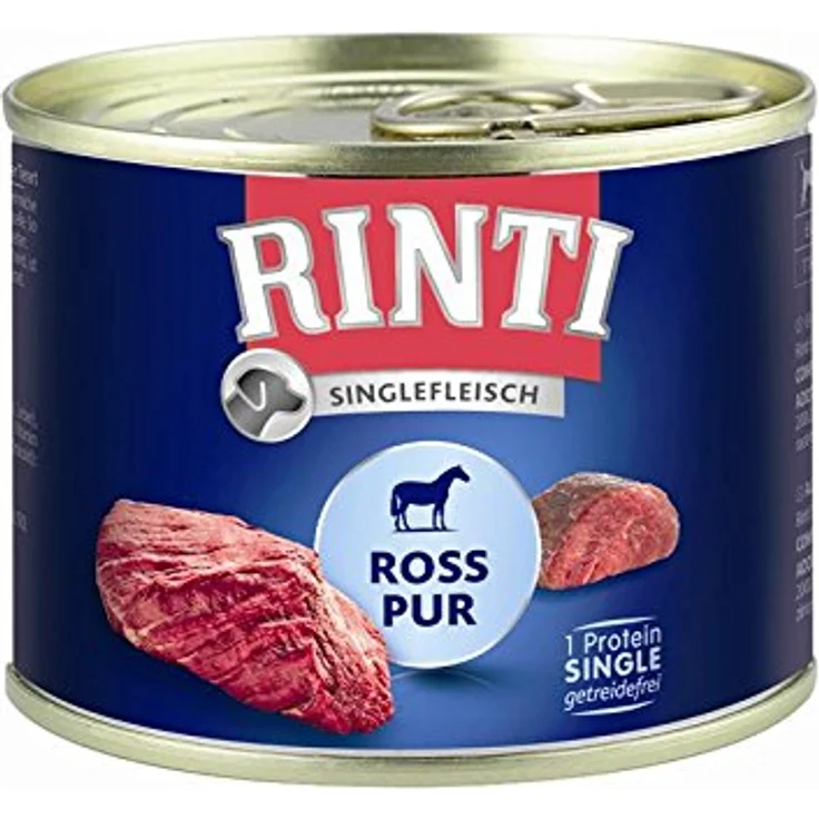 Rinti Singlefleisch Ross pur, Hunde-Nassfutter mit hohem Fleischanteil, 12x185g – Bild 2