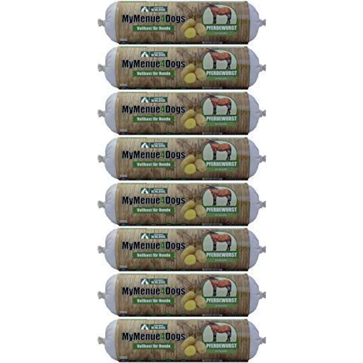 MyMenue4Dogs Hundefutter Pferdewurst, 8x 800g, Vollnahrung für Hunde, keine Zusatzstoffe, aus Bayern – Bild 1