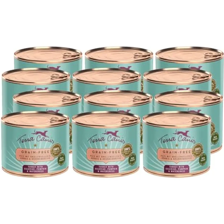 Terra Canis Pute, Sellerie, Kürbis & Brunnenkresse, Getreidefreies Nassfutter, 12x200g, Premium Hundefutter in 100% Lebensmittelqualität, Reichhaltig, gesund & glutenfrei