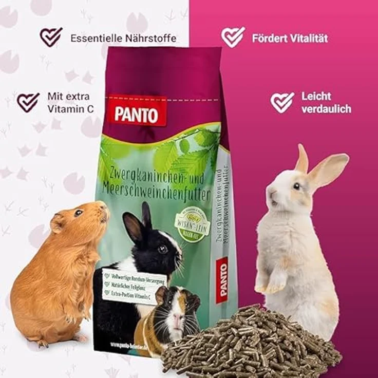 PANTO® Meerschweinchenfutter Pellets, 25 kg, hochwertiges Futter mit Extra an Vitamin C und hohem Faseranteil – Bild 2