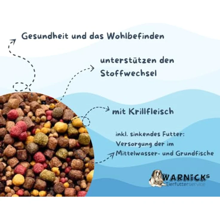 Warnick's Koifutter 10-Sorten-Mix, 6 mm für Koi, Goldfisch, Wels & Garnele, 5 kg - Stärkt Farben & Immunsystem – Bild 3