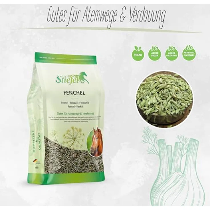 Stiefel Fenchel für Pferde, 100% reiner Fenchel, unterstützt Atemwege und Verdauung, 500g – Bild 2