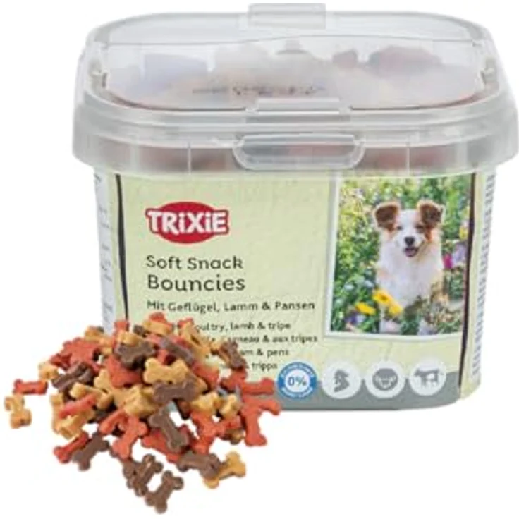 Trixie Soft Snack Bouncies, Doppelpack 2 x 140 g, Leckerlis für kleine Hunde und Welpen, mit Geflügel, Lamm und Pansen, zuckerfrei und niedrig im Fettgehalt – Bild 2