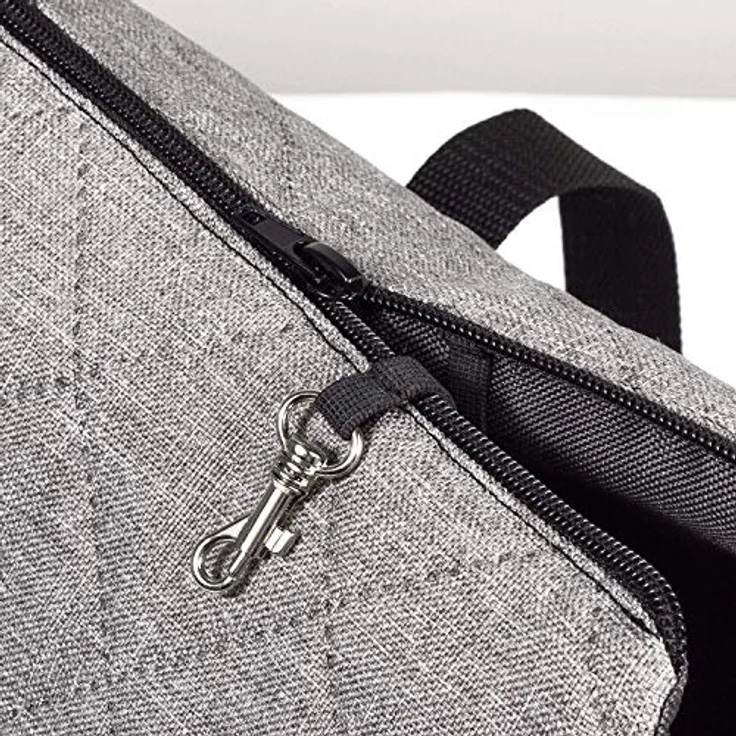 BOUTIQUE ZOO Hundetasche, Welpentasche Grau (Gesteppt), XS bis 3 kg, mit Sicherheitshalsband und abnehmbarer Holzeinlage – Bild 5